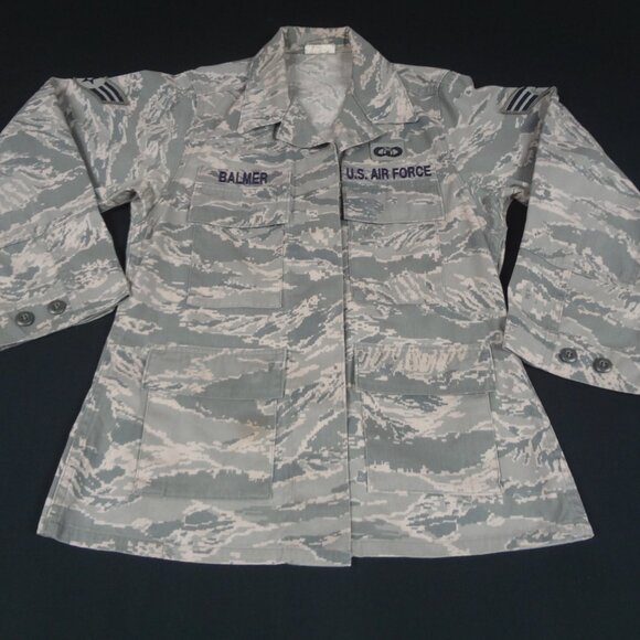 US AIR FORCE CAMOFLAGE UNIFORM WOMENS 6R JACKET CAMO TACTICAL FATIGUES L250 NAME - Picture 2 of 7